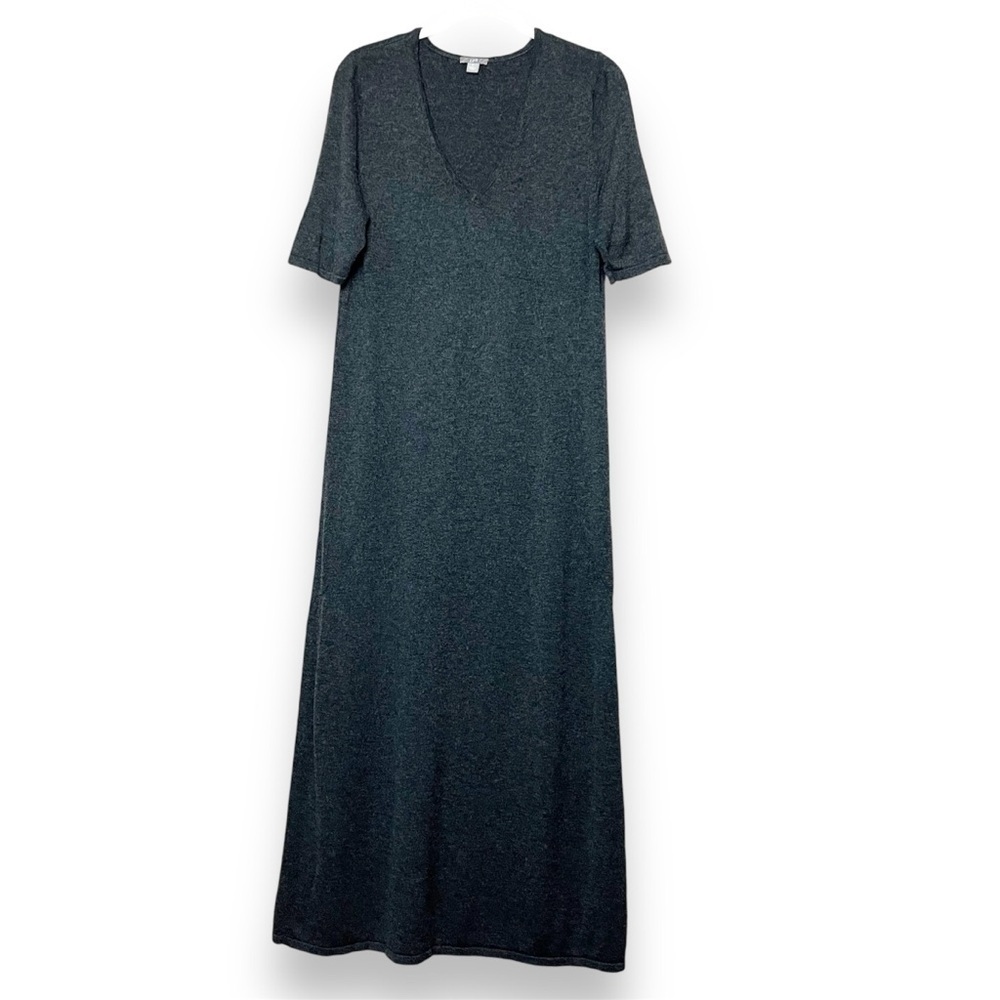 J. Jill‎ Sweater Knit Midi Dress Medium charcoal gray solid minimalist lagenlook